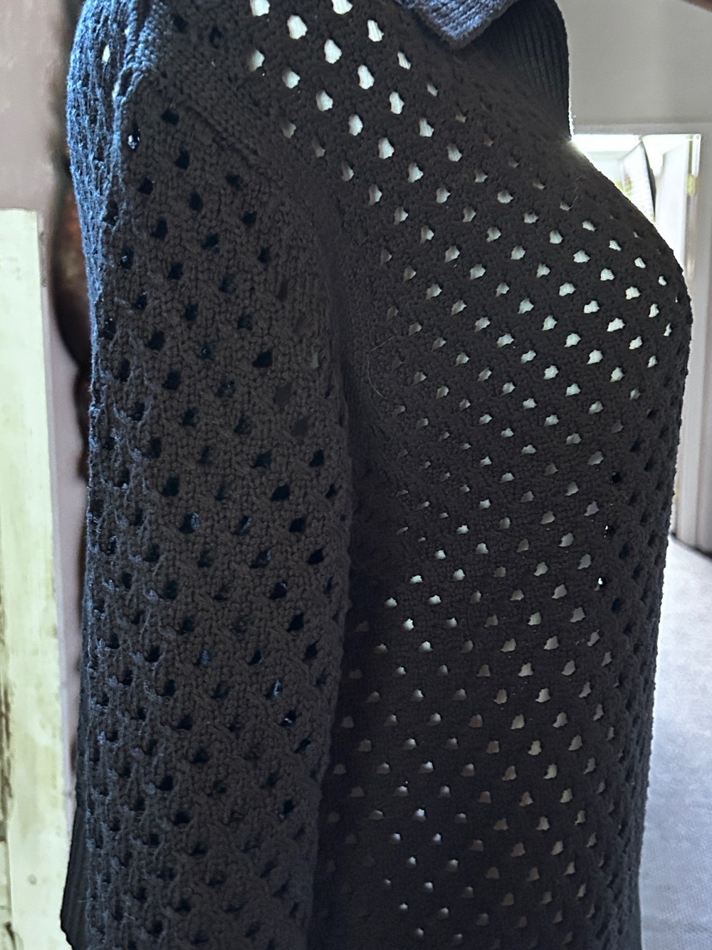 Bogner Black Open-Weave Collared Pullover - Picture 2 of 7
